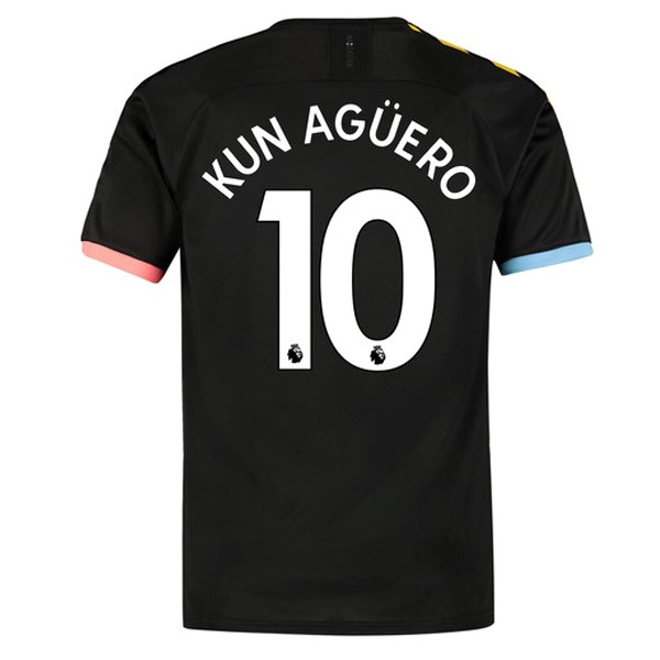 Maillot Football Manchester City NO.10 Kun Aguero Exterieur 2019-20 Noir